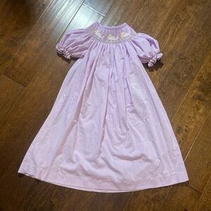 Chocolate Soup SZ 5 Easter Smocked rabbits purple gingham
